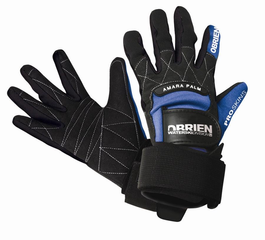 O'Brien Pro Skin Waterski Wakeboard Gloves, L 9 Black Blue